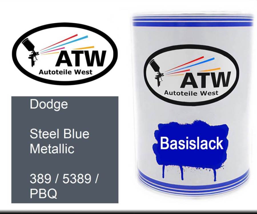 Dodge, Steel Blue Metallic, 389 / 5389 / PBQ: 500ml Lackdose, von ATW Autoteile West.